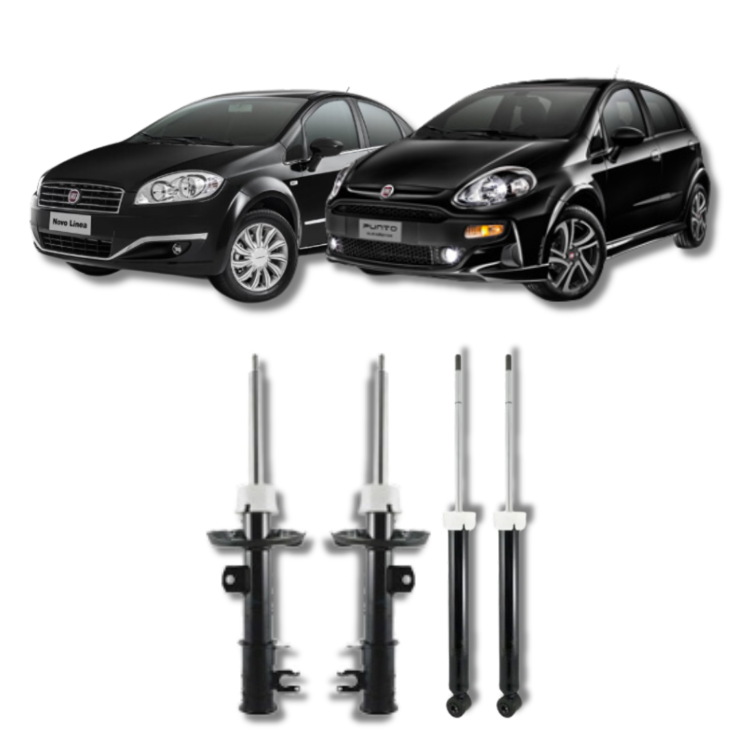 Kit Amortecedores Dianteiros e Traseiros Punto/Linea 2009 Até 2017 - Remanufaturado - Felipe Moura Auto Peças