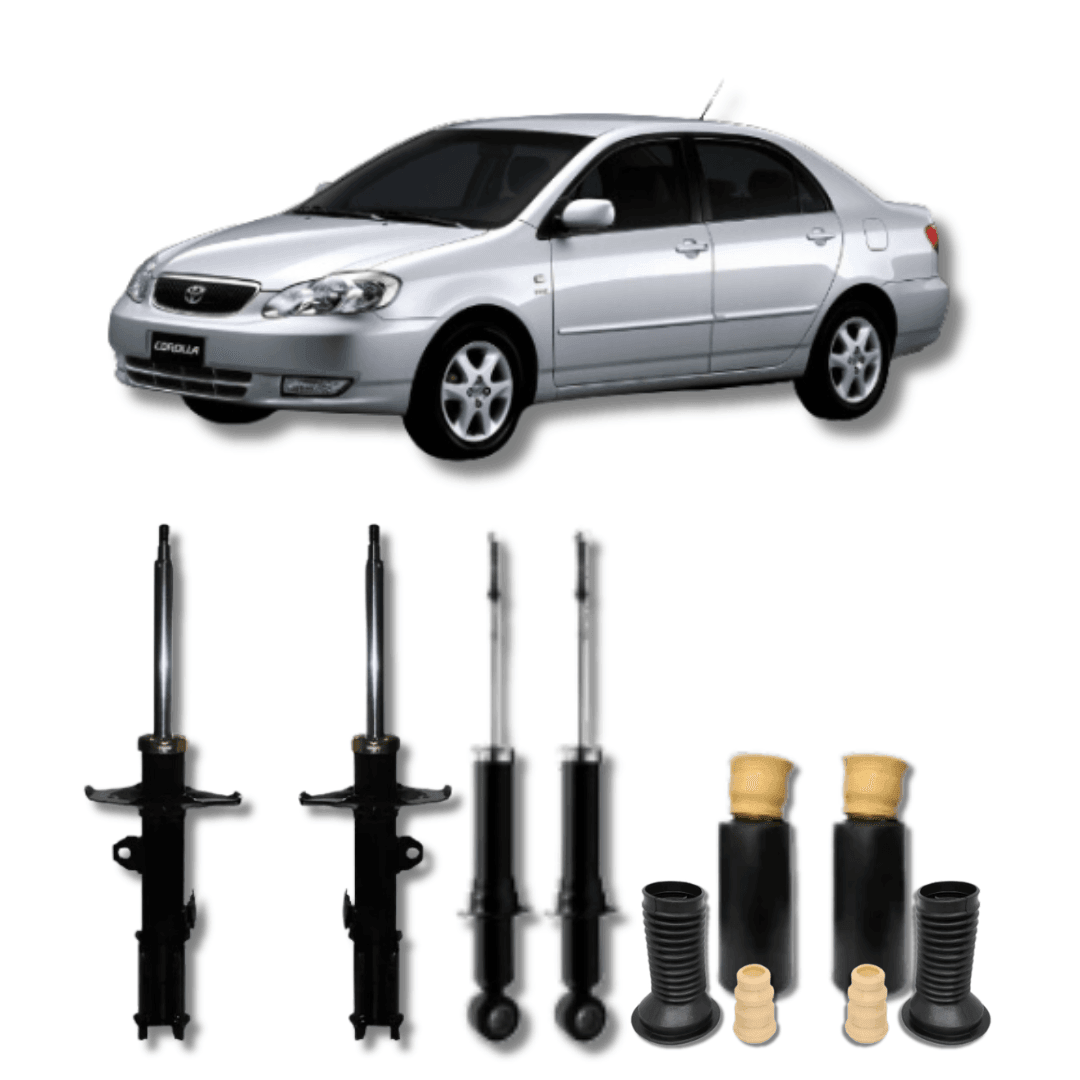 Kit Completo Amortecedores Dianteiros e Traseiros com Batentes e Guarda-Pó Toyota Corolla 2003 Até 2008 - Remanufaturado - Felipe Moura Auto Peças