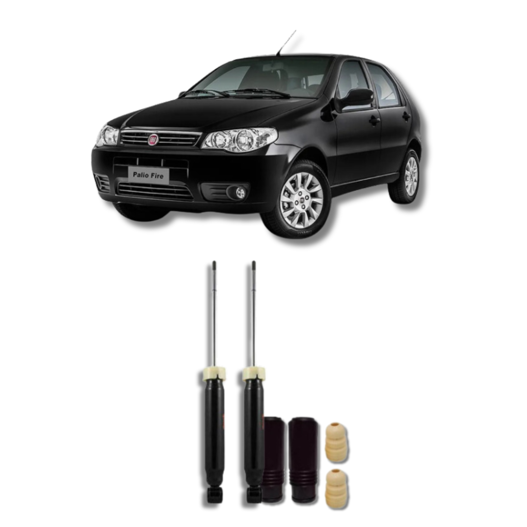 Amortecedores Traseiros com Kit de Batentes e Guarda-Pó Fiat Palio Fire 2001 até 2017 - Remanufaturado - Felipe Moura Auto Peças