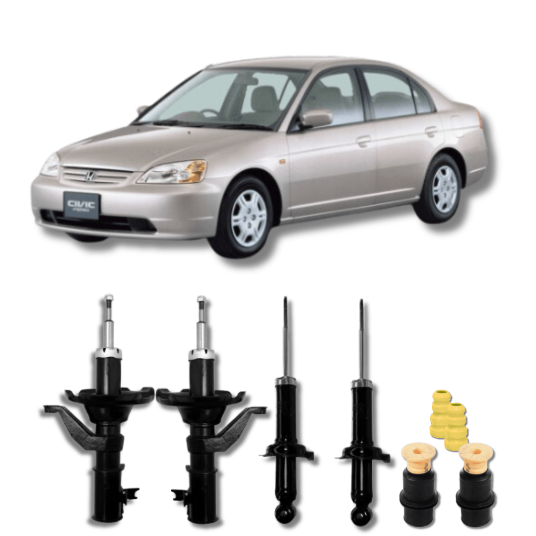 Kit Completo de Amortecedores Dianteiros e Traseiros com Acessórios Honda Civic 2001 Até 2005 - Remanufaturado - Felipe Moura Auto Peças