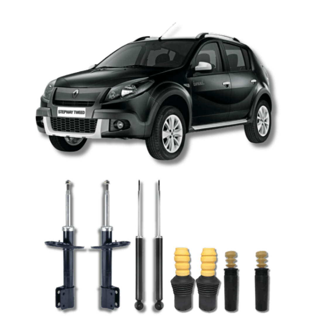 Kit Completo Dianteiro e Traseiro Logan/Sandero Stepway 2014 Até 2019 com Kit de Batentes e Guarda-Pó - Remanufaturado - Felipe Moura Auto Peças