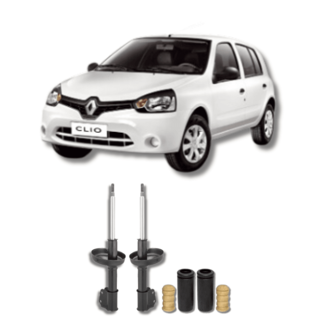 Amortecedores Dianteiros Renault Clio Pé Inclinado 2013 Até 2016 com Kit de Batentes e Guarda-Pó - Remanufaturado - Felipe Moura Auto Peças
