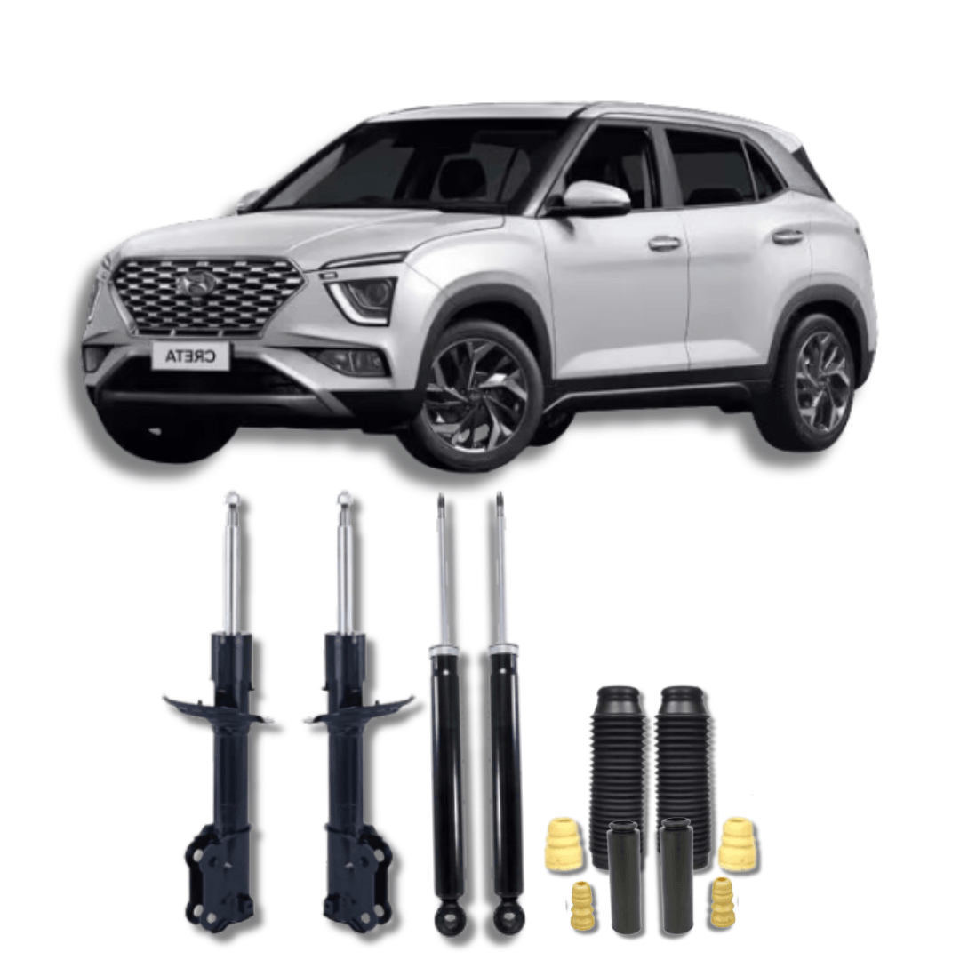 Kit Completo Amortecedores Dianteiros e Traseiros com Batentes e Guarda-Pó Hyundai Creta 2015 Até 2024 - Remanufaturado - Felipe Moura Auto Peças