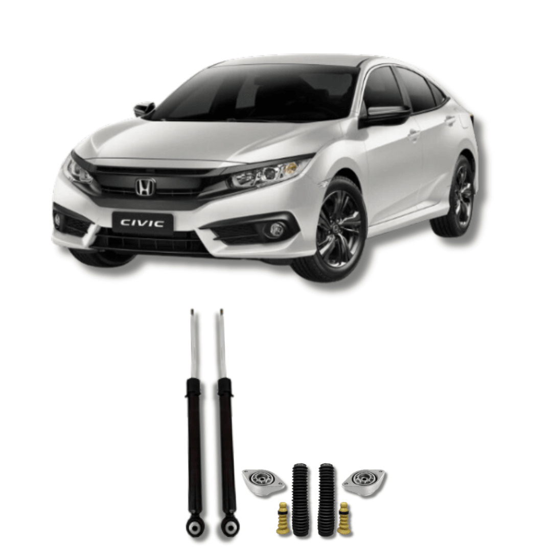 Amortecedores Traseiros com Kits de Batentes e Guarda-Pó Honda Civic G-10 2017 até 2021 - Remanufaturado - Felipe Moura Auto Peças