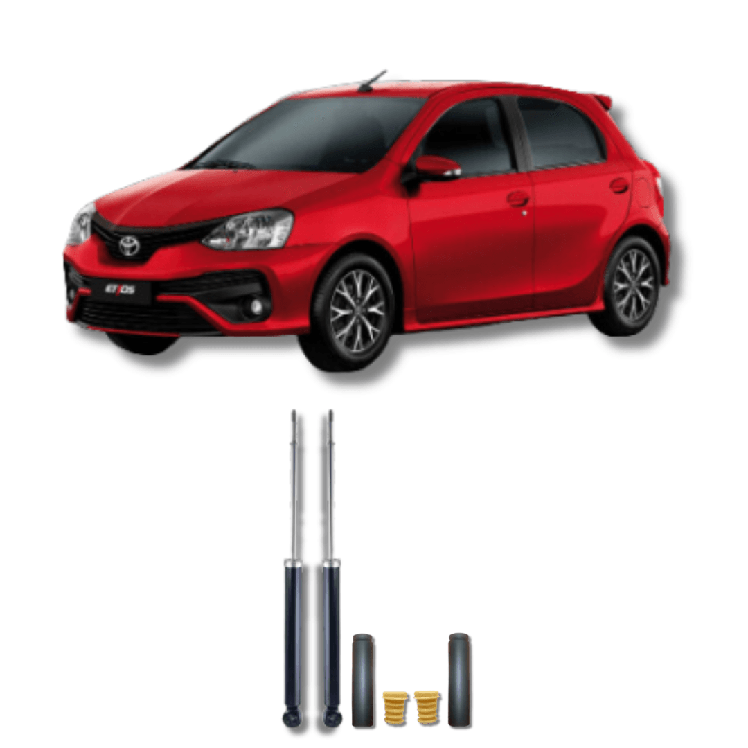 Amortecedores Traseiros com Kits de Batentes e Guarda-Pó Toyota Etios 2012 Até 2021 - Remanufaturado - Felipe Moura Auto Peças
