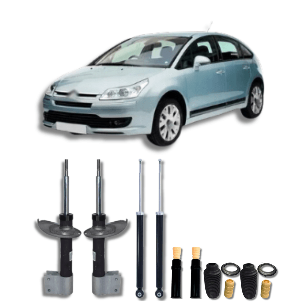 Kit Completo de Amortecedores Dianteiros e Traseiros com Kits de Batentes e Guarda-Pó Citroën C4 2008 até 2020 - Remanufaturado - Felipe Moura Auto Peças