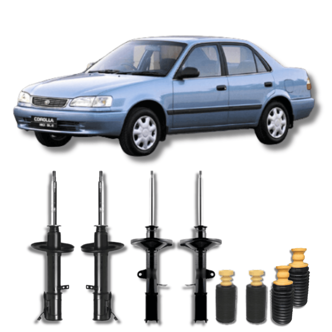 Kit Completo de Amortecedores Dianteiros e Traseiros com Acessórios Toyota Corolla 1992 Até 2002 - Remanufaturado - Felipe Moura Auto Peças