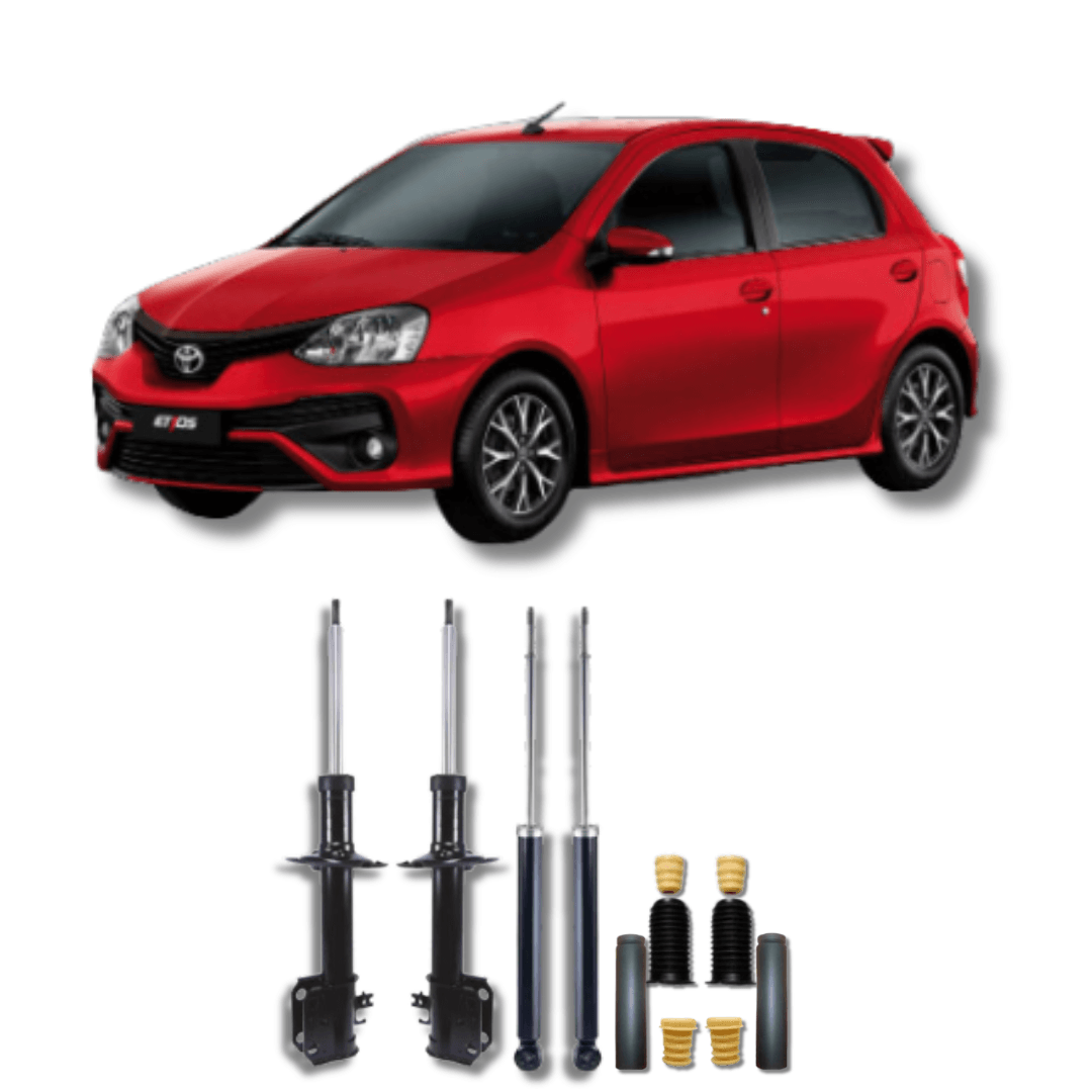 Kit Completo de Amortecedores Dianteiros e Traseiros com Acessórios Toyota Etios 2012 Até 2021 - Remanufaturado - Felipe Moura Auto Peças