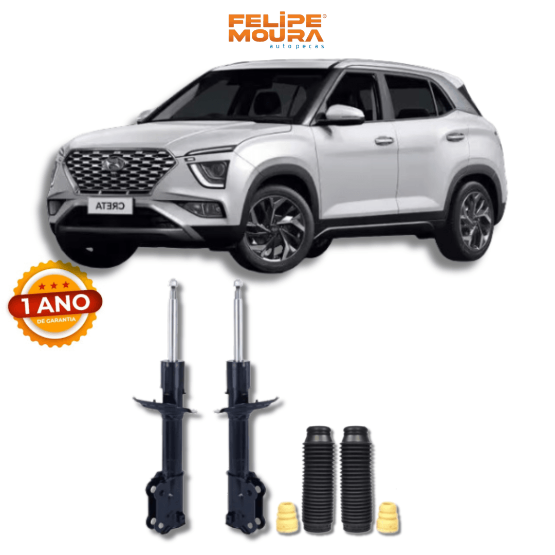 Amortecedores Dianteiros com Kits de Batentes e Guarda-Pó Hyundai Creta 2015 Até 2024 - Remanufaturado - Felipe Moura Auto Peças