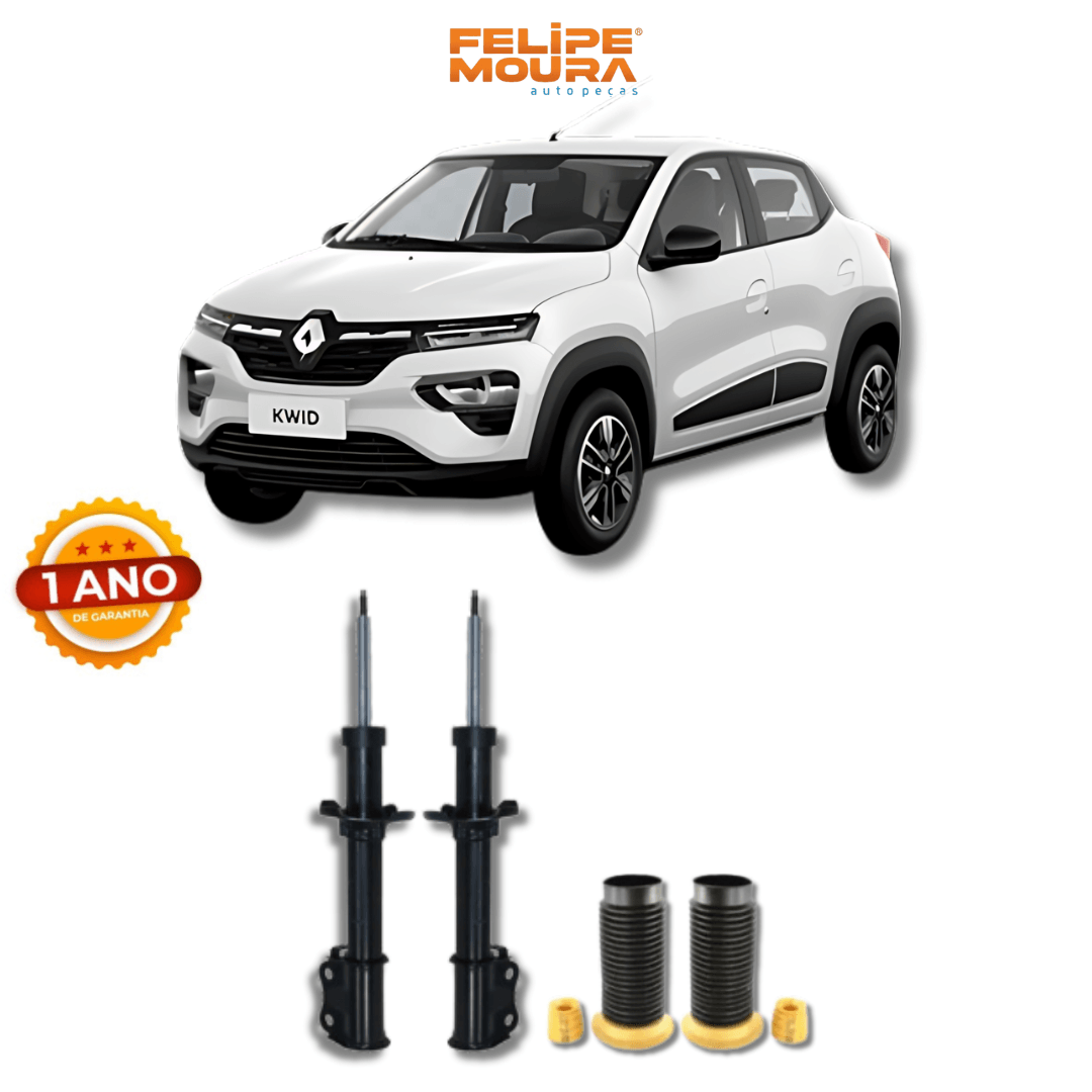Amortecedores Dianteiros com Kit de Batentes e Guarda-Pó Renault Kwid 2017 Até 2024 - Remanufaturado - Felipe Moura Auto Peças