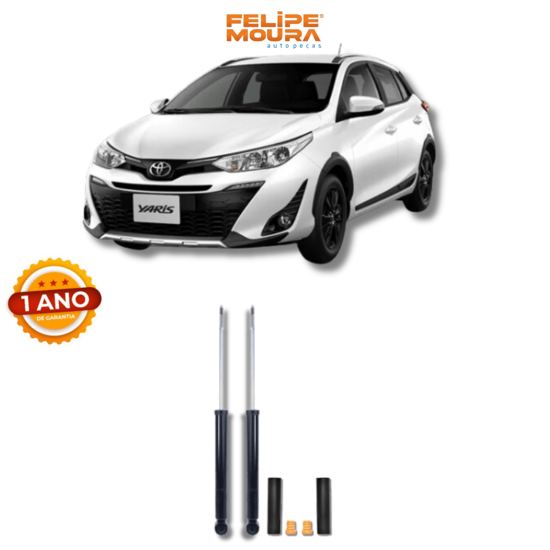 Amortecedores Traseiros com Kit de Batentes e Guarda-Pó Toyota Yaris 2018 Até 2024 - Remanufaturado - Felipe Moura Auto Peças
