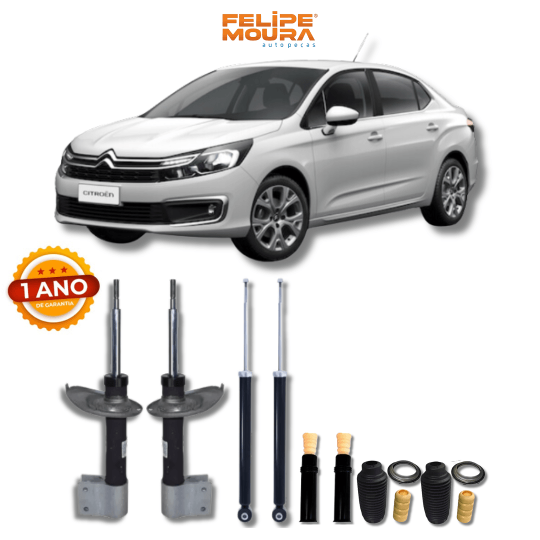 Kit Completo Amortecedores com Kits de Batentes e Guarda-Pó Citroën C4 Pallas 2007 até 2014 - Remanufaturado - Felipe Moura Auto Peças