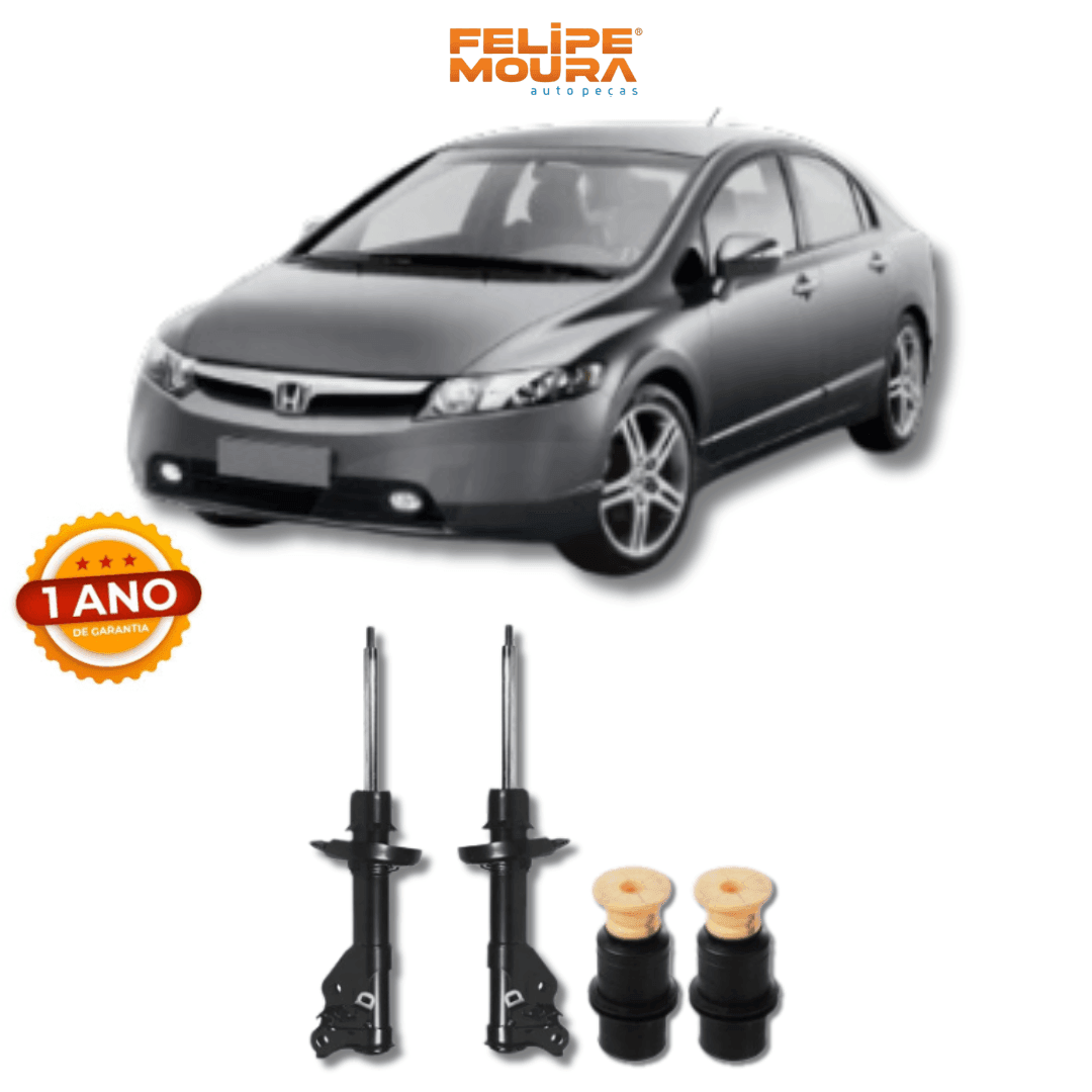 Amortecedores Dianteiros com Kit de Batentes e Guarda-Pó Honda Civic/New Civic 2006 Até 2011 - Remanufaturado