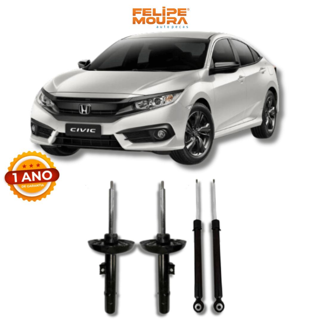 Kit Amortecedores Dianteiros e Traseiros Honda Civic G-10 2017 até 2021 - Remanufaturado - Felipe Moura Auto Peças