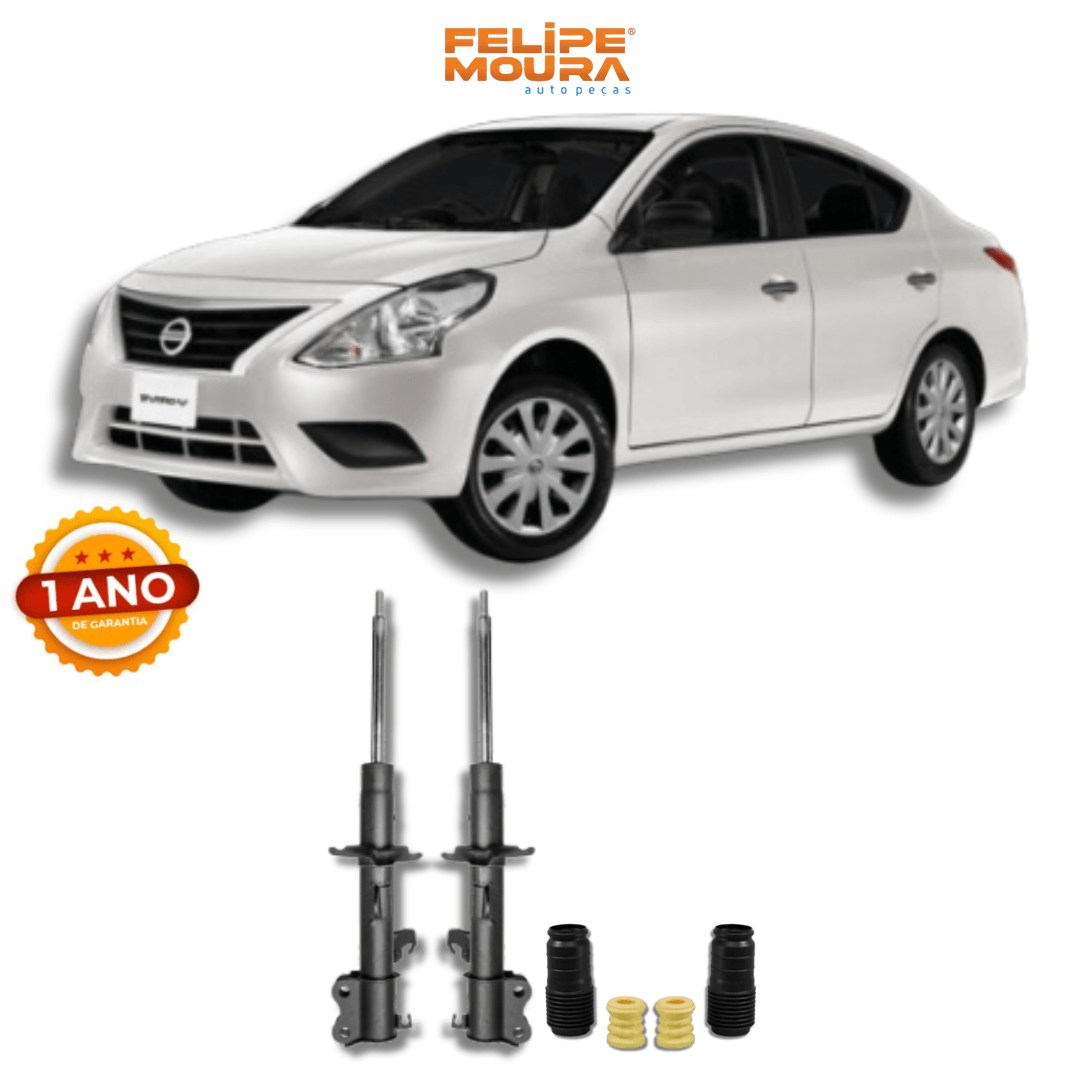 Amortecedores Dianteiros com Kits de Batentes e Guarda-Pó Nissan Versa/March 2014 até 2020 - Remanufaturado - Felipe Moura Auto Peças