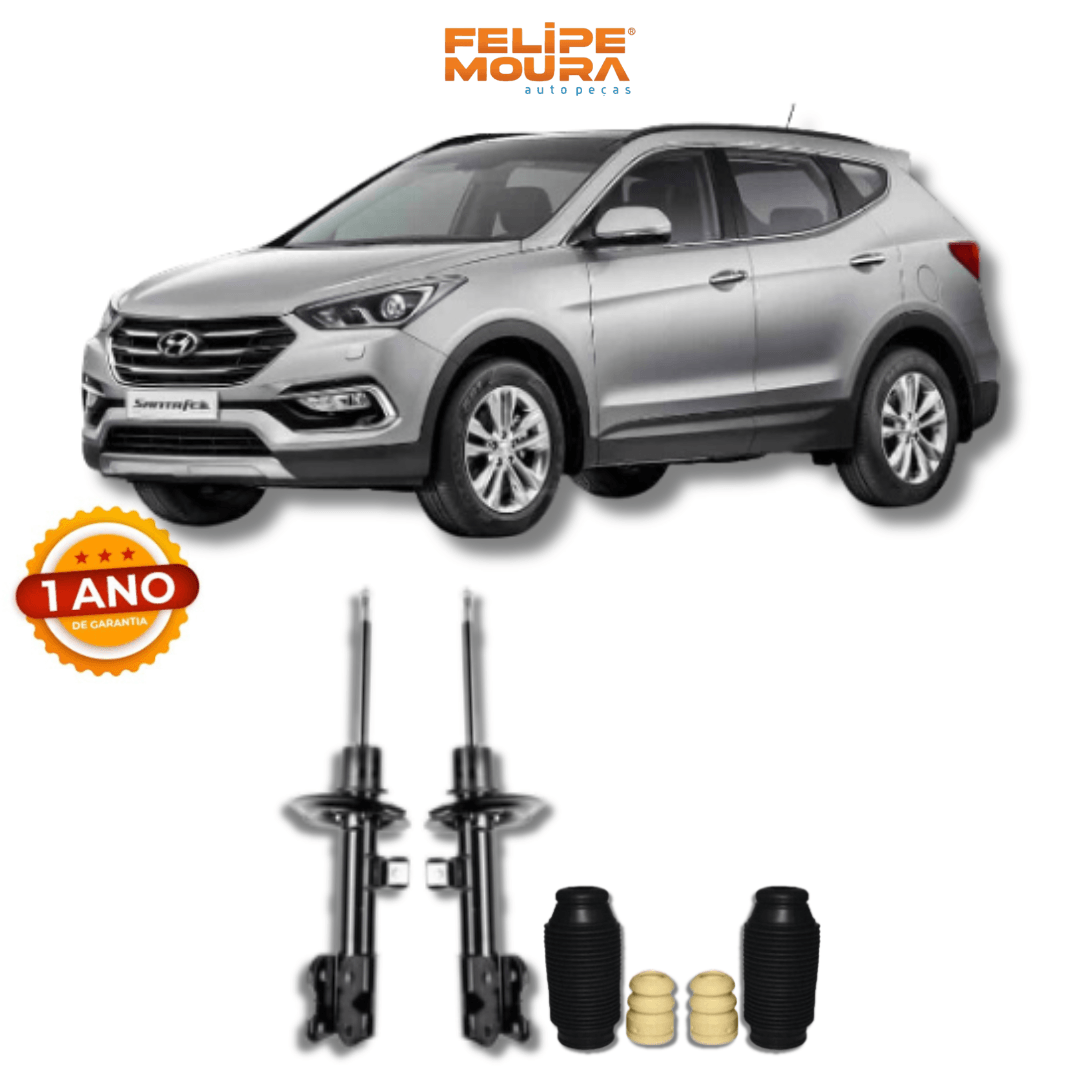 Amortecedores Dianteiros com Kit de Batentes e Guarda-Pó Hyundai Santa Fé 2005 Até 2019 - Remanufaturado - Felipe Moura Auto Peças