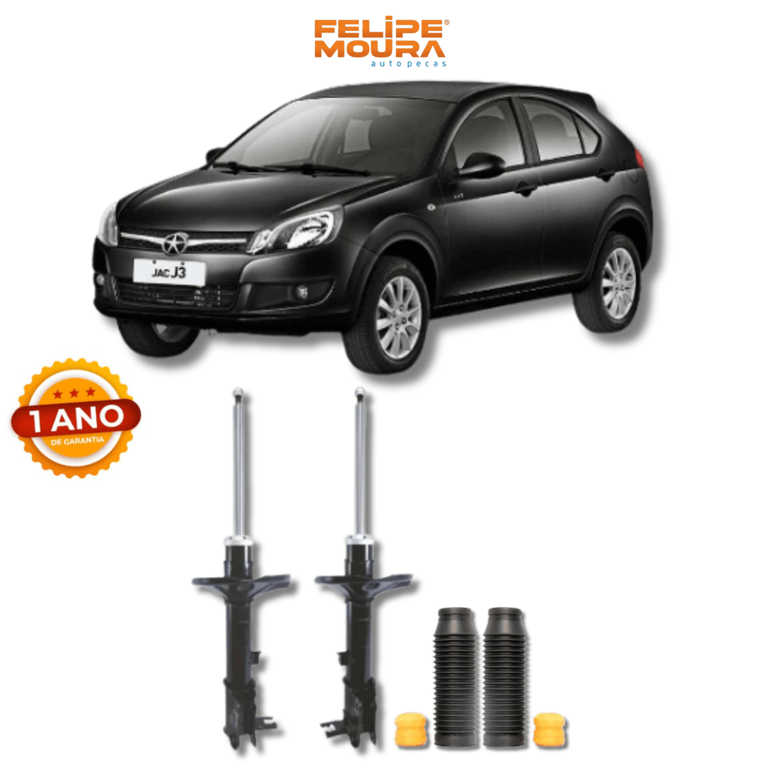 Amortecedores Traseiros JAC J3 2008 Até 2023 com Kit de Batentes e Guarda-Pó - Remanufaturado - Felipe Moura Auto Peças