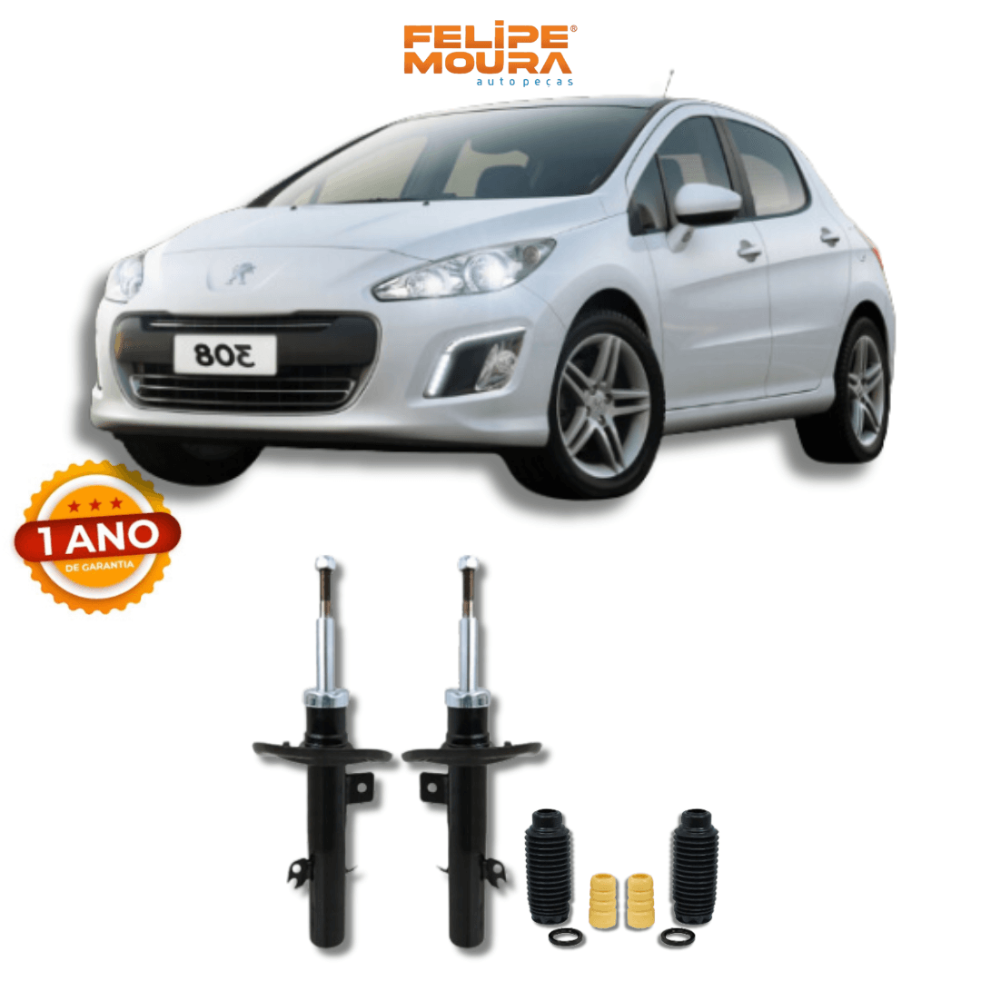 Amortecedores Dianteiros com Kit de Batentes e Guarda-Pó Peugeot 308 2008 Até 2015 - Remanufaturado - Felipe Moura Auto Peças
