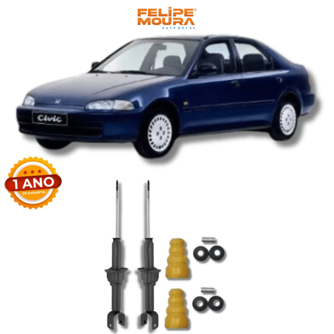Amortecedores Traseiros com Kits de Batentes e Guarda-Pó Honda Civic 1992 Até 2000 - Remanufaturado - Felipe Moura Auto Peças