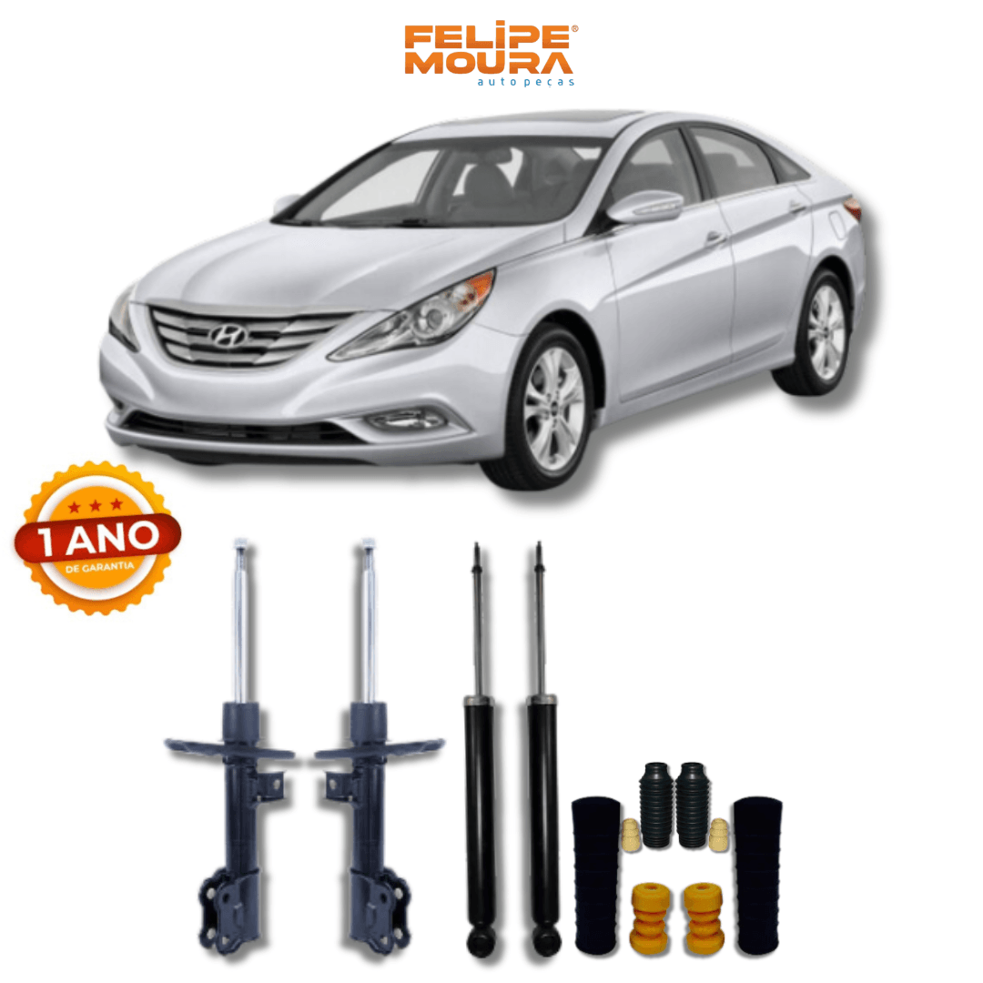 Kit Completo de Amortecedores Dianteiros e Traseiros com Kits de Batentes e Guarda-Pó Hyundai Sonata 1985 Até 2019 - Remanufaturado - Felipe Moura Auto Peças