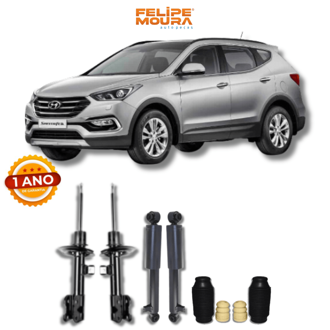 Kit Completo de Amortecedores Dianteiros e Traseiros com Kits de Batentes e Guarda-Pó Hyundai Santa Fé 2005 Até 2019 - Remanufaturado - Felipe Moura Auto Peças