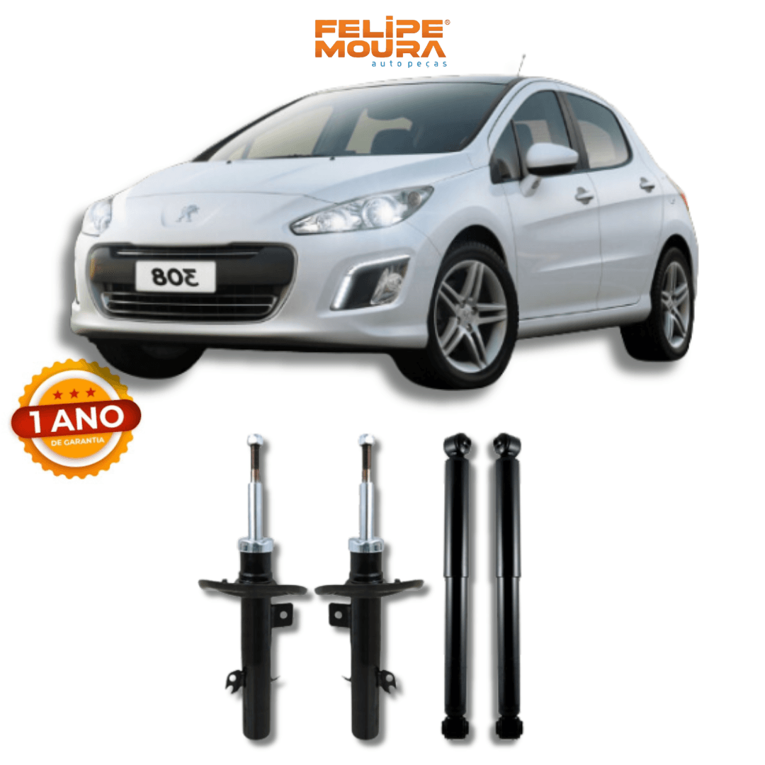 Kit Amortecedores Dianteiros e Traseiros Peugeot 308 2008 Até 2015 - Remanufaturado - Felipe Moura Auto Peças
