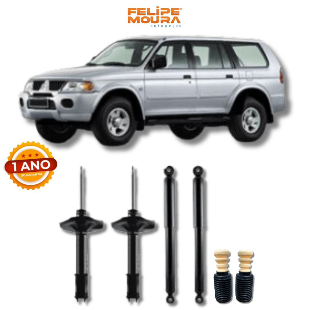 Kit Completo de Amortecedores Dianteiros e Traseiros com Kits de Batentes e Guarda-Pó Mitsubishi Pajero 2005 Até 2010 - Remanufaturado - Felipe Moura Auto Peças