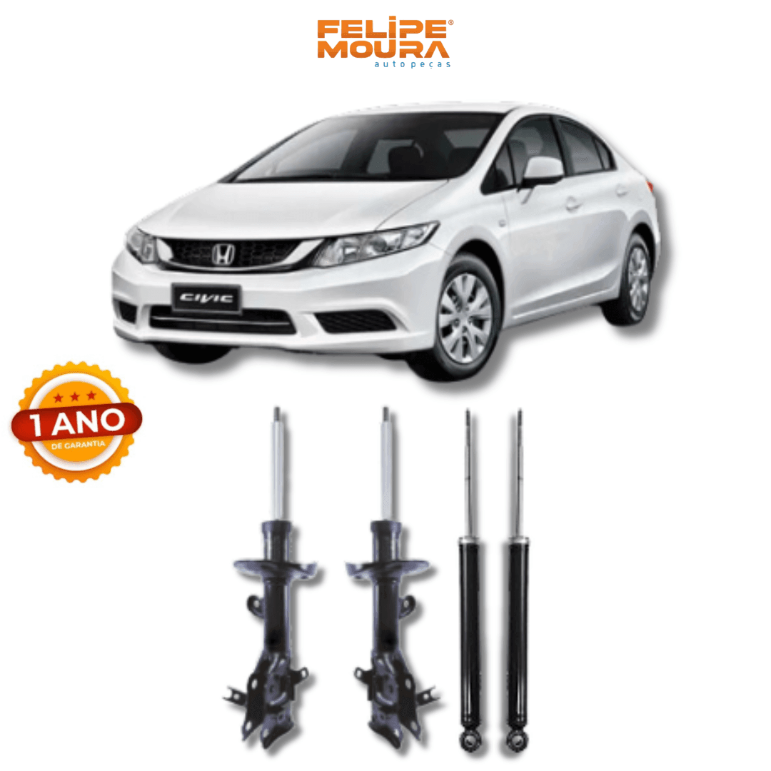 Kit Amortecedores Dianteiros e Traseiros Honda Civic G9 2012 Até 2016 - Remanufaturado - Felipe Moura Auto Peças