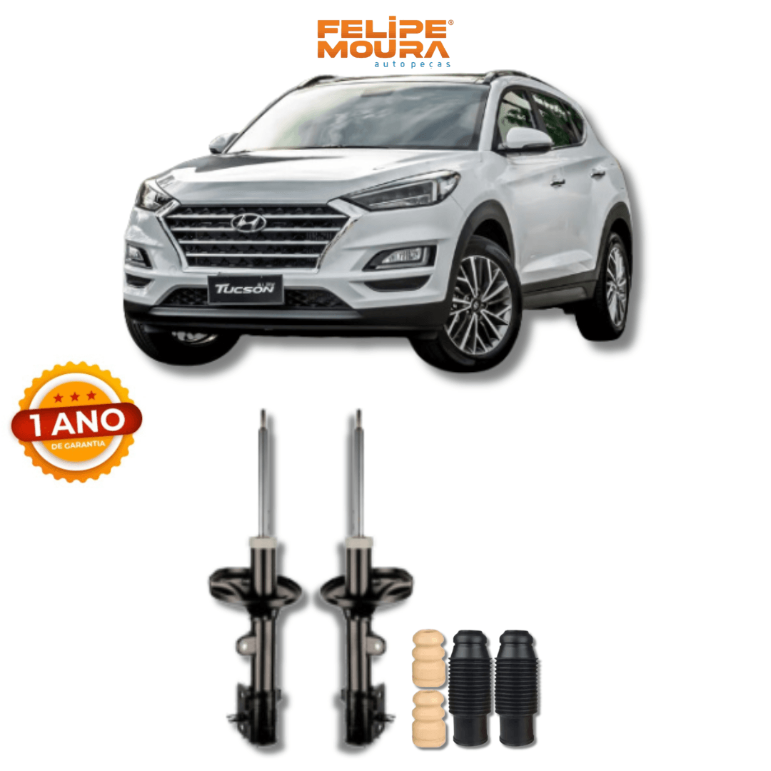 Amortecedores Dianteiros com Kit de Batentes e Guarda-Pó Hyundai Tucson 2004 Até 2010 - Remanufaturado - Felipe Moura Auto Peças