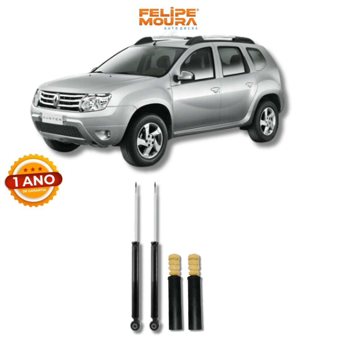 Amortecedores Traseiros com Kit de Batentes e Guarda-Pó Renault Duster 2011 Até 2018 - Remanufaturado - Felipe Moura Auto Peças