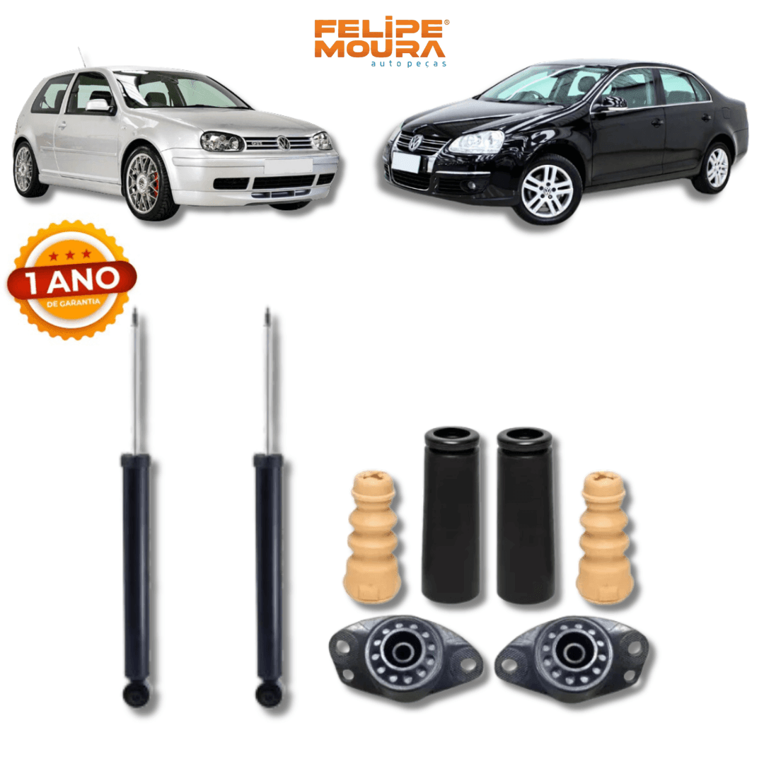 Amortecedor Traseiro com Kit de Batentes e Guarda-Pó Golf GTI/Jetta 1990 Até 2021 - Remanufaturado - Felipe Moura Auto Peças