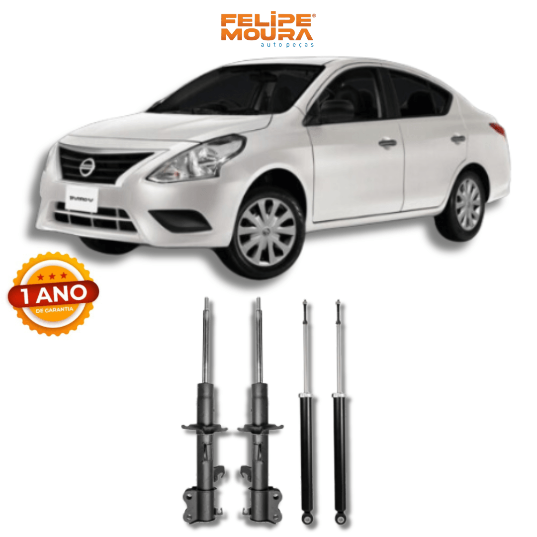 Kit de Amortecedores Dianteiros e Traseiros Nissan Versa/March 2014 até 2020 - Remanufaturado - Felipe Moura Auto Peças