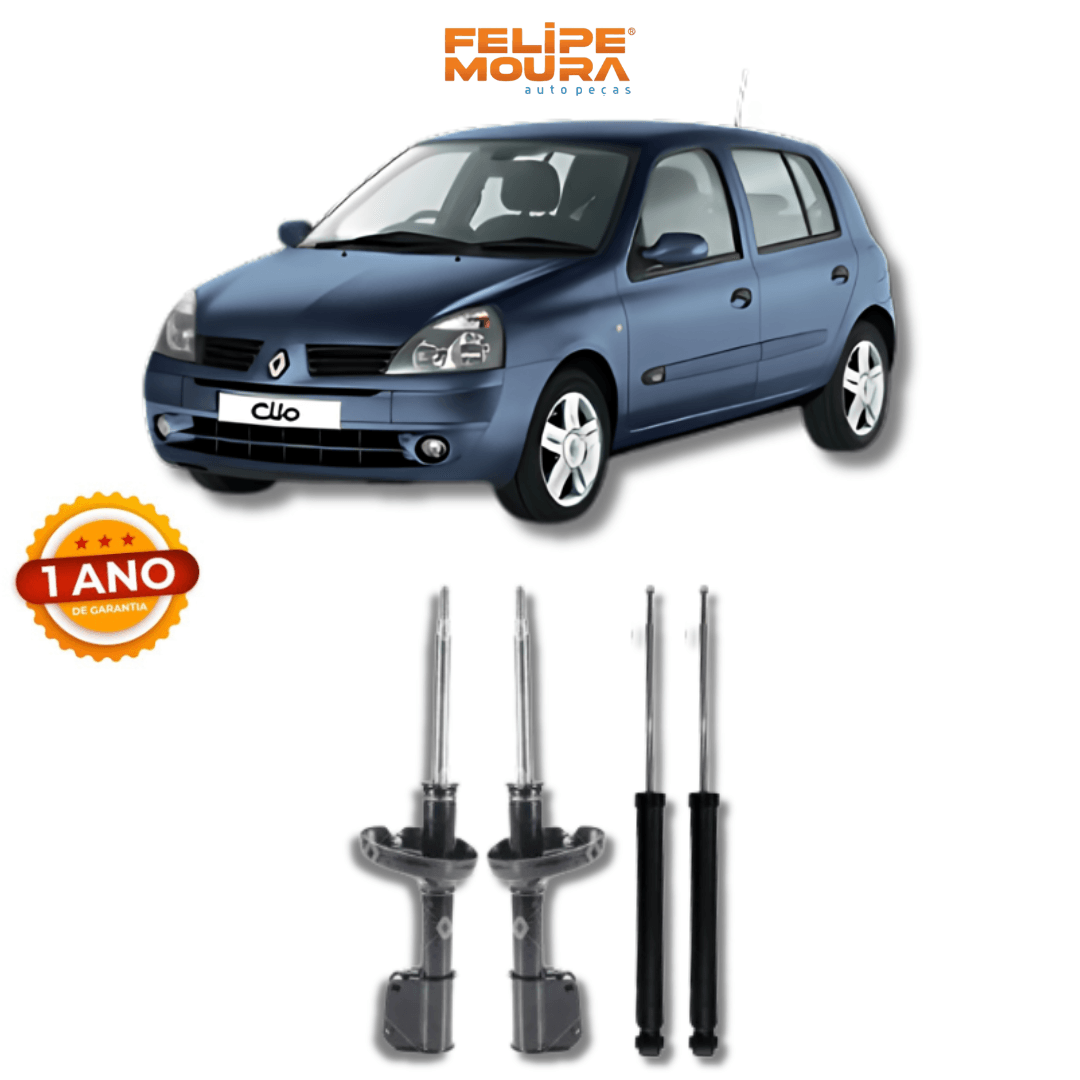 Kit Amortecedores Dianteiros e Traseiros Renault Clio 2000 Até 2011 - Remanufaturado - Felipe Moura Auto Peças