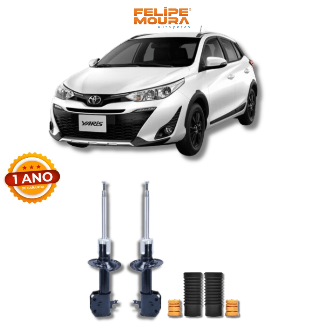 Amortecedores Dianteiros com Kit de Batentes e Guarda-Pó Toyota Yaris 2018 Até 2024 - Remanufaturado - Felipe Moura Auto Peças