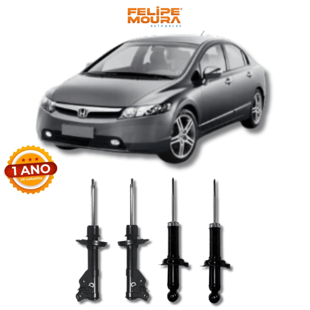Kit Amortecedores Dianteiros e Traseiros Honda Civic/New Civic 2006 Até 2011 - Remanufaturado - Felipe Moura Auto Peças