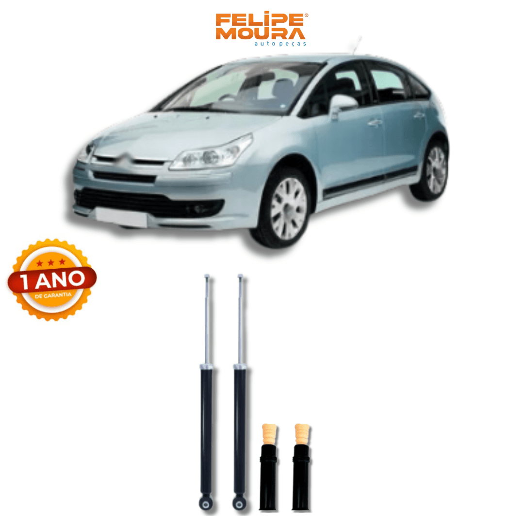 Amortecedores Traseiros com Kits de Batentes e Guarda-Pó Citroën C4 2008 até 2020 - Remanufaturado - Felipe Moura Auto Peças