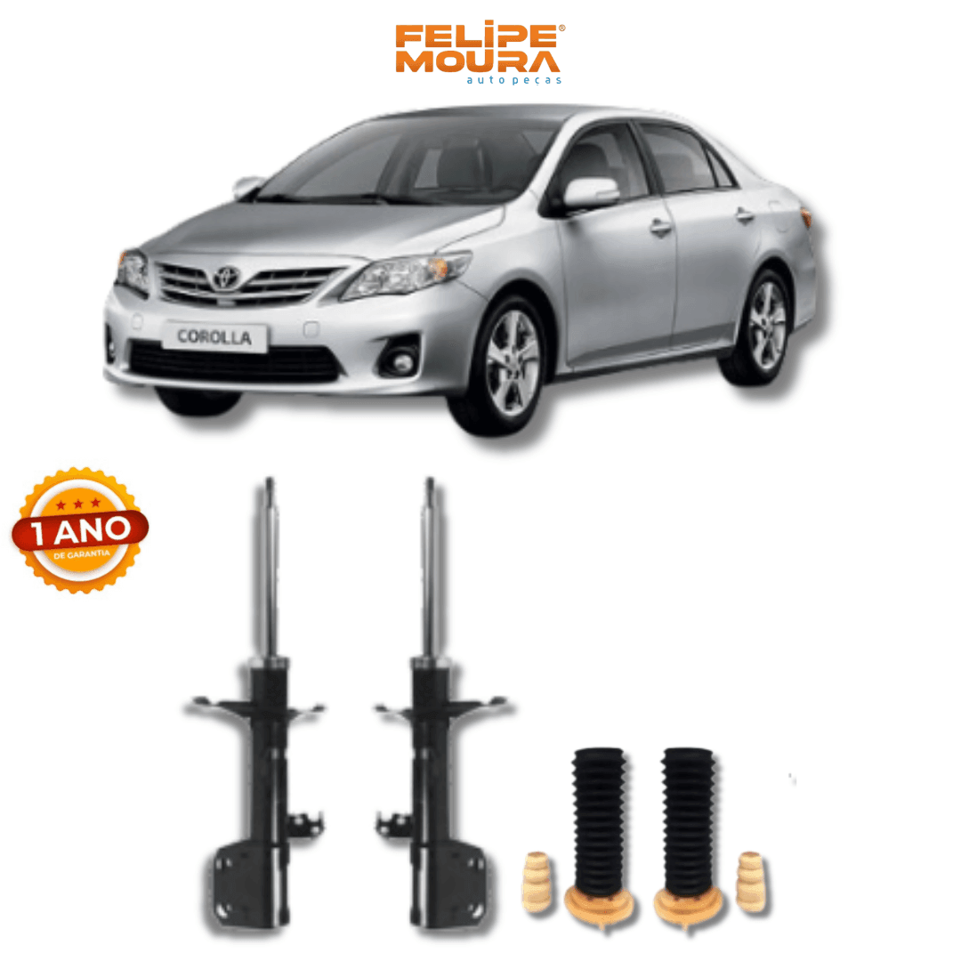 Amortecedores Dianteiros com Kit de Batentes e Guarda-Pó Toyota Corolla 2009 Até 2014 - Remanufaturado - Felipe Moura Auto Peças
