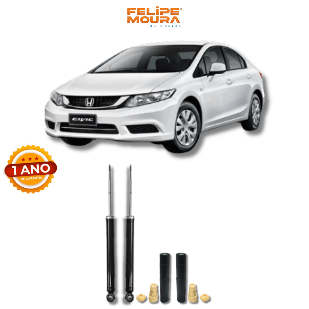 Amortecedor Traseiro com Kit de Batentes e Guarda-Pó Honda Civic G9 2012 Até 2016 - Remanufaturado