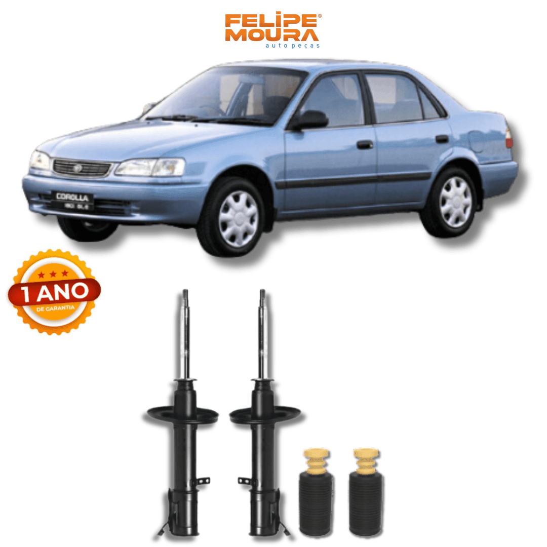 Amortecedores Dianteiros com Kit de Batentes e Guarda-Pó Toyota Corolla 1992 Até 2002 - Remanufaturado - Felipe Moura Auto Peças