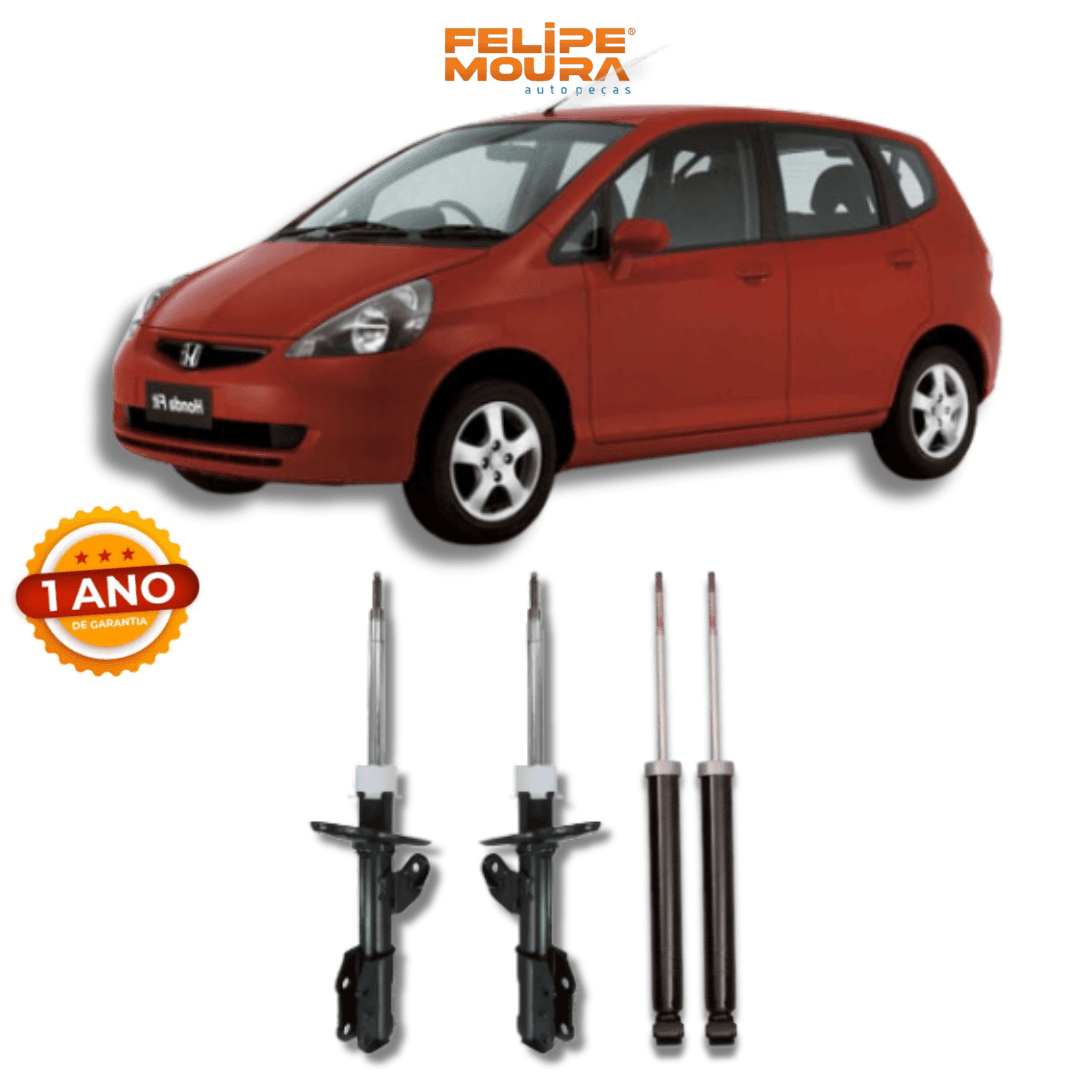 Kit Amortecedores Dianteiros e Traseiros Honda Fit 2003 Até 2008 - Remanufaturado - Felipe Moura Auto Peças
