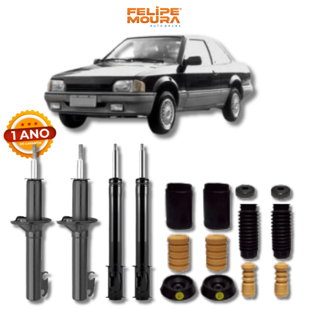 Kit Completo de Amortecedores Dianteiros e Traseiros com Batentes e Guarda-Pó Ford Escort/Verona Até 1992 e Hobby Até 1996 - Remanufaturado - Felipe Moura Auto Peças