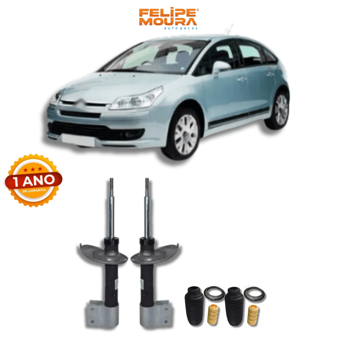 Amortecedores Dianteiros com Kits de Batentes e Guarda-Pó Citroën C4 2008 até 2020 - Remanufaturado - Felipe Moura Auto Peças