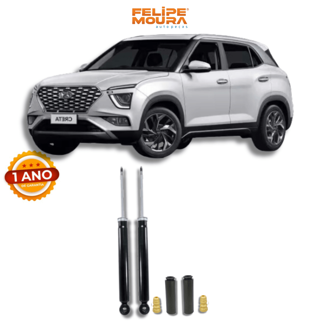 Amortecedores Traseiros com Kits de Batentes e Guarda-Pó Hyundai Creta 2015 Até 2024 - Remanufaturado - Felipe Moura Auto Peças