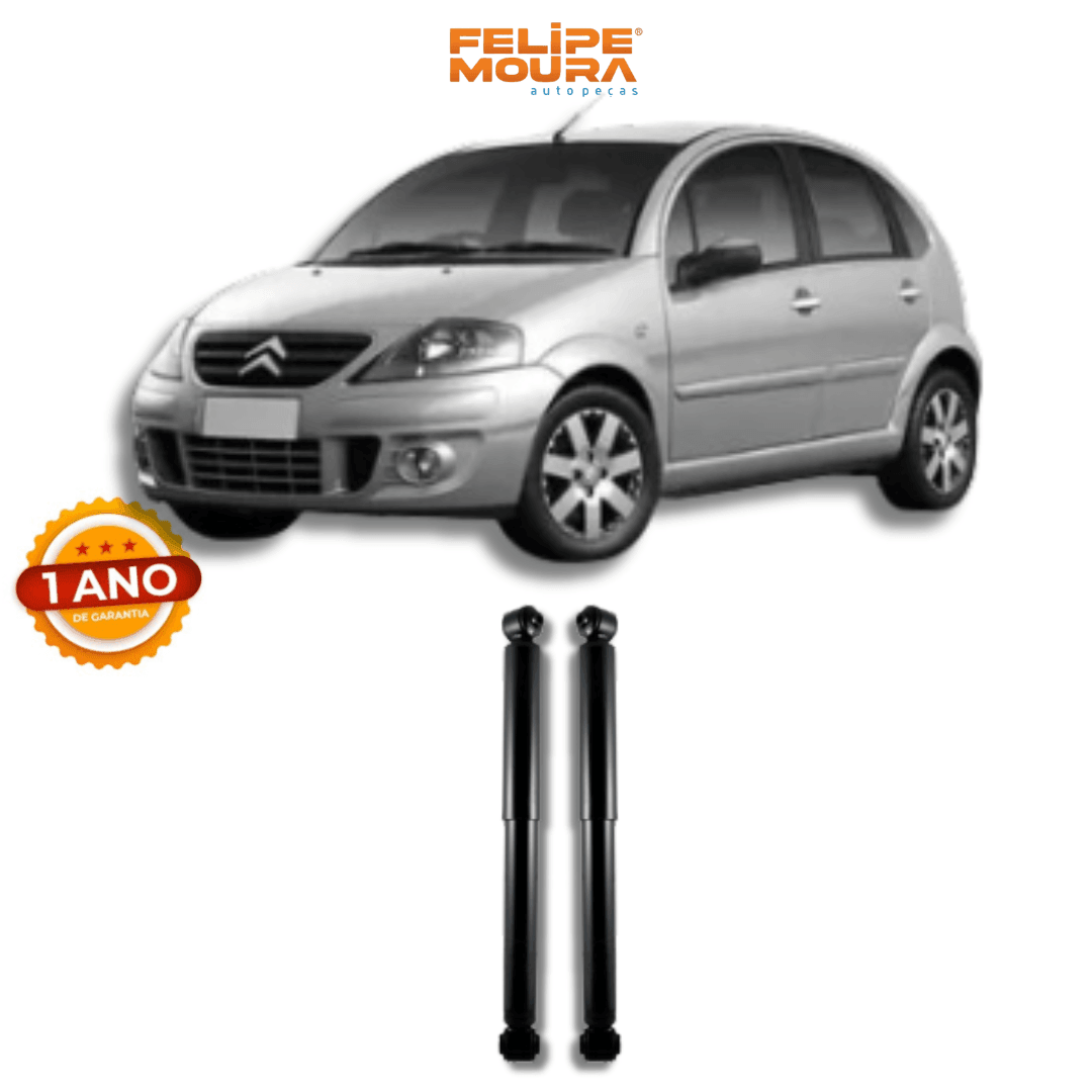Amortecedor Traseiro Citroën C3 Prato Menor 2003 Até 2012 - Remanufaturado - Felipe Moura Auto Peças