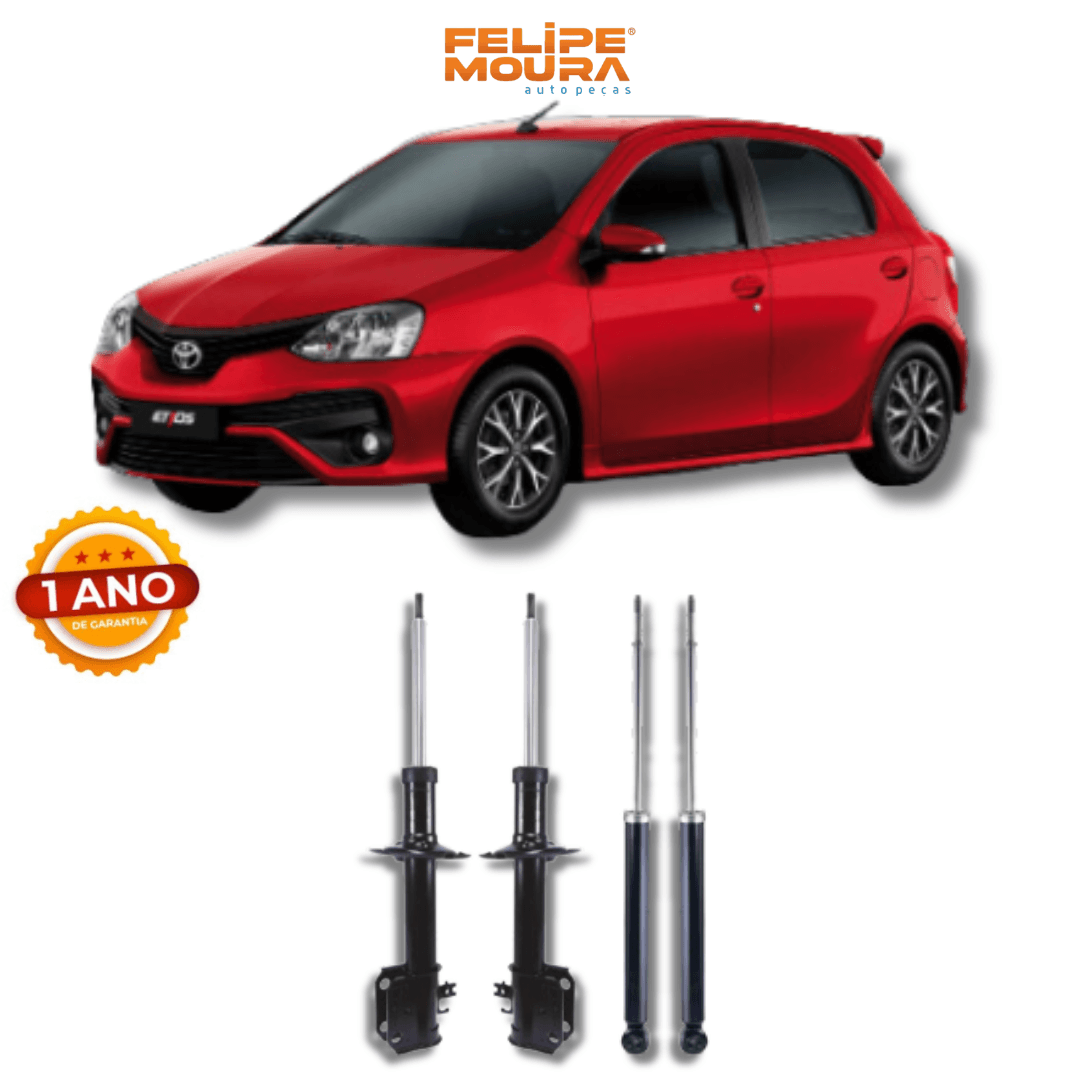 Kit Amortecedores Dianteiros e Traseiros Toyota Etios 2012 Até 2021 - Remanufaturado - Felipe Moura Auto Peças