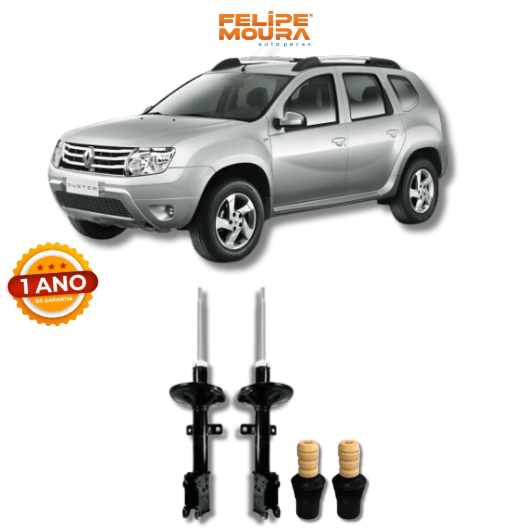 Amortecedores Dianteiros com Kit de Batentes e Guarda-Pó Renault Duster 2011 Até 2018 - Remanufaturado - Felipe Moura Auto Peças