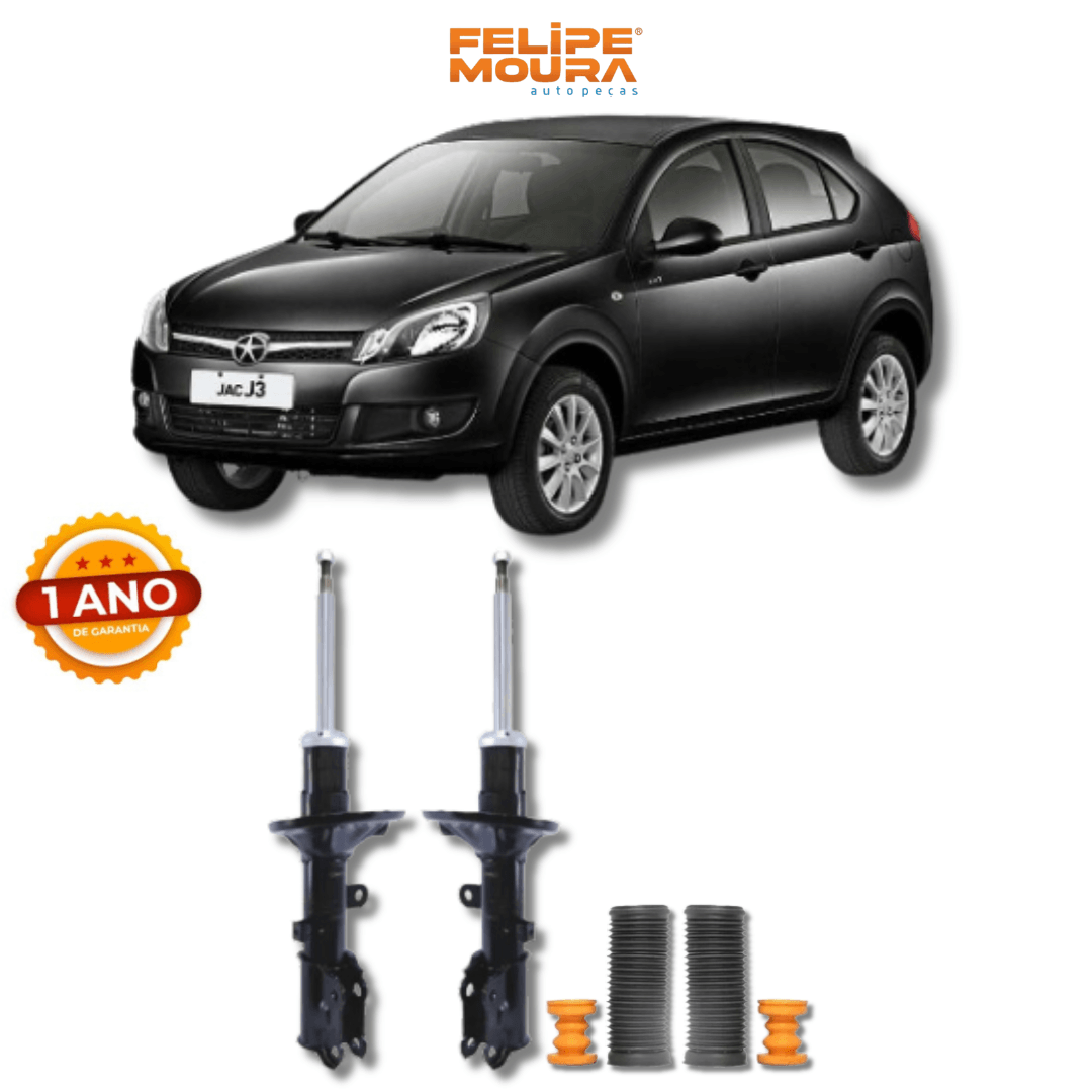 Amortecedores Dianteiros JAC J3 2008 Até 2023 com Kit de Batentes e Guarda-Pó - Remanufaturado - Felipe Moura Auto Peças