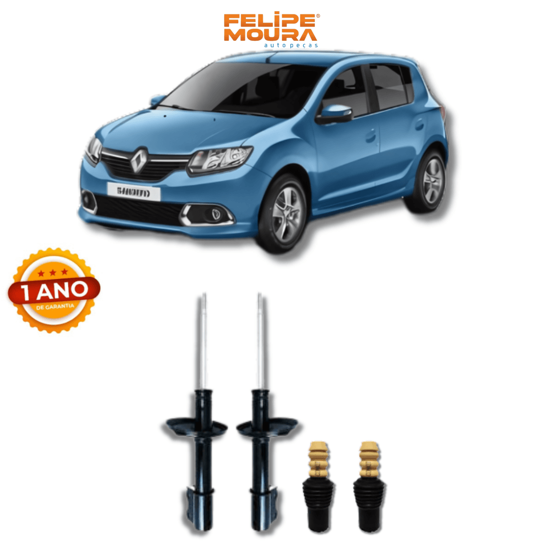 Amortecedores Dianteiros Logan/Sandero Stepway 2007 Até 2013 com Kit de Batentes e Guarda-Pó - Remanufaturado - Felipe Moura Auto Peças
