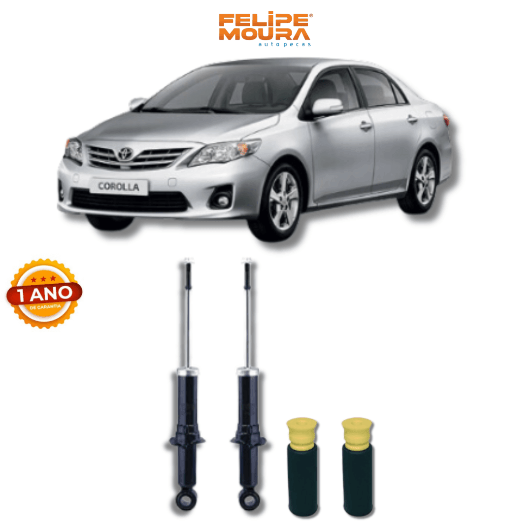 Amortecedor Traseiro com Kit de Batentes e Guarda-Pó Toyota Corolla 2009 Até 2014 - Remanufaturado - Felipe Moura Auto Peças