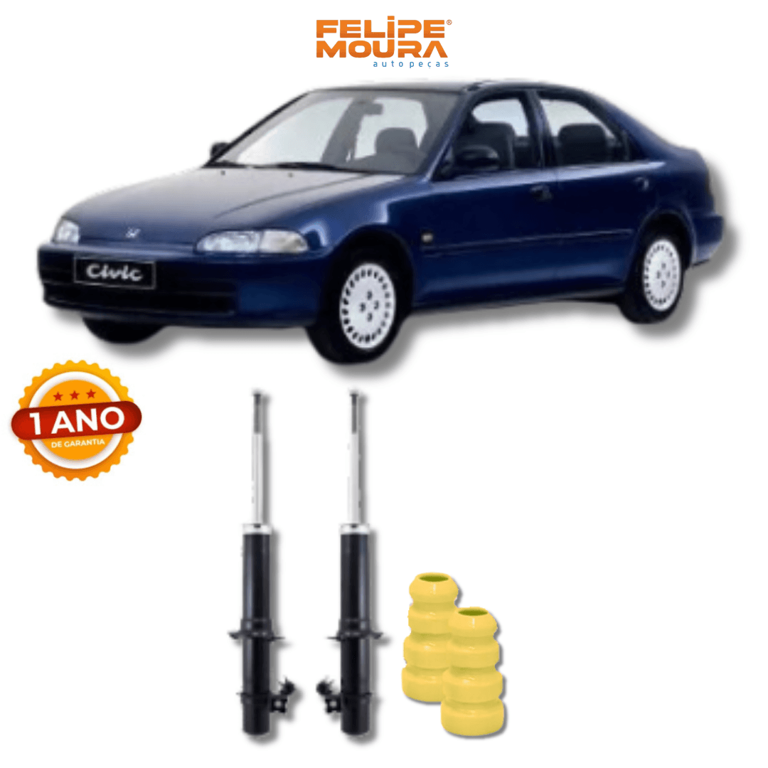 Amortecedores Dianteiros com Kits de Batentes e Guarda-Pó Honda Civic 1992 Até 2000 - Remanufaturado - Felipe Moura Auto Peças